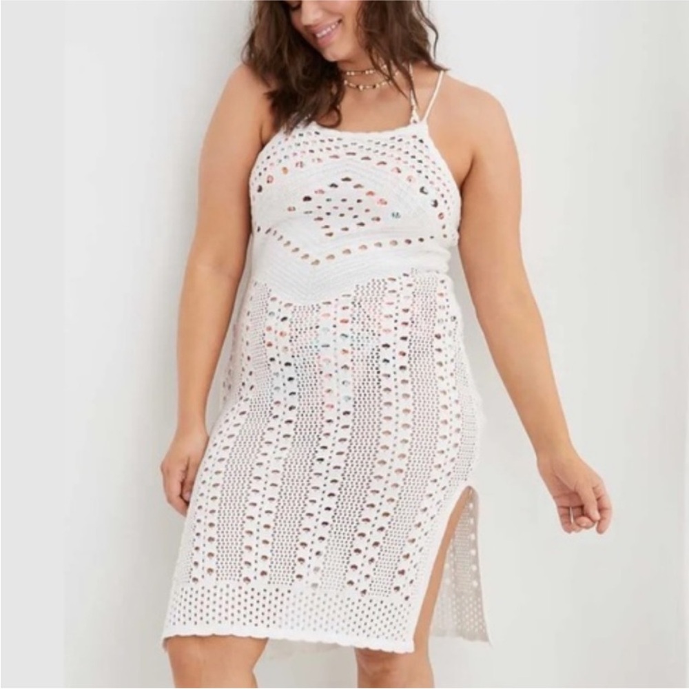 Aerie Crochet Midi Swimsuit Cover Dress